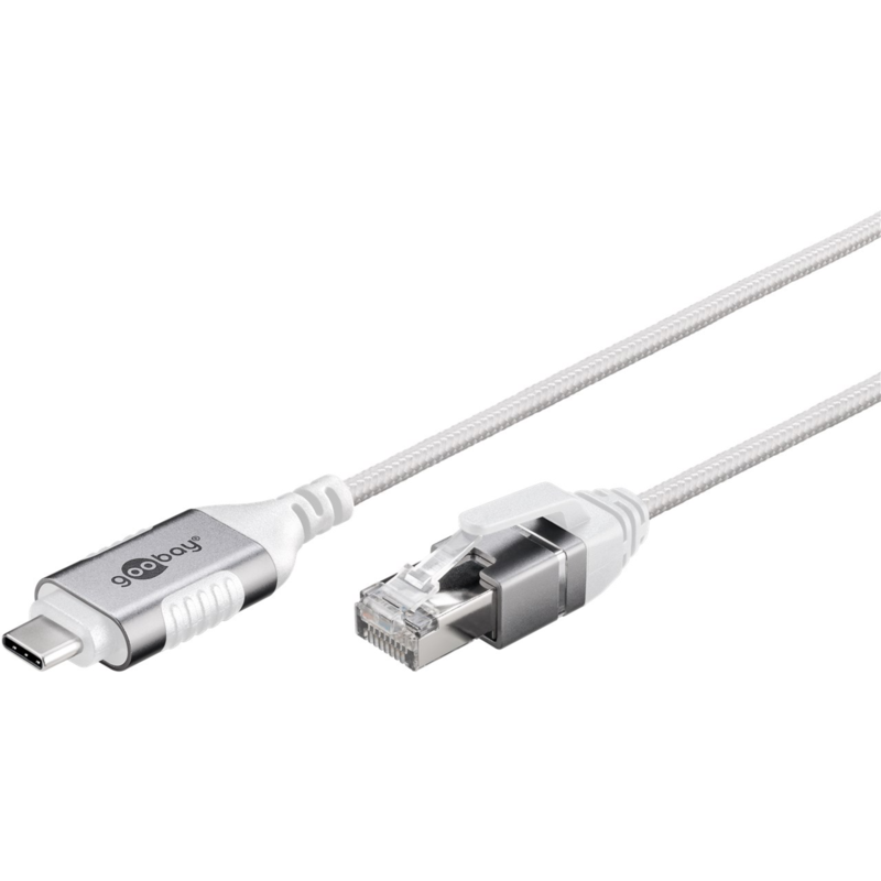 goobay Ethernet-Adapterkabel USB-C 3.2 Gen2 > RJ-45, Slim, weiß, 5 Meter