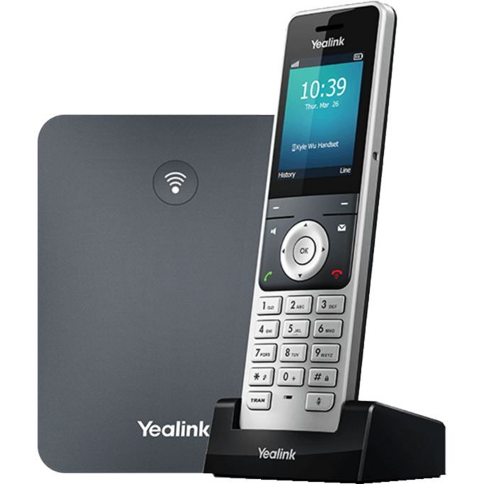 Yealink W76P VoIP-Telefon, schwarz/silber, Basisstation mit Mobilteil