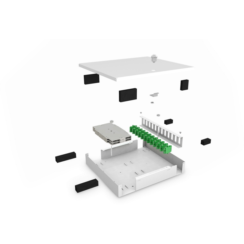 Digitus LWL Unibox zur Wandmontage IT-Schrank, hellgrau, Kompakte Spleißbox