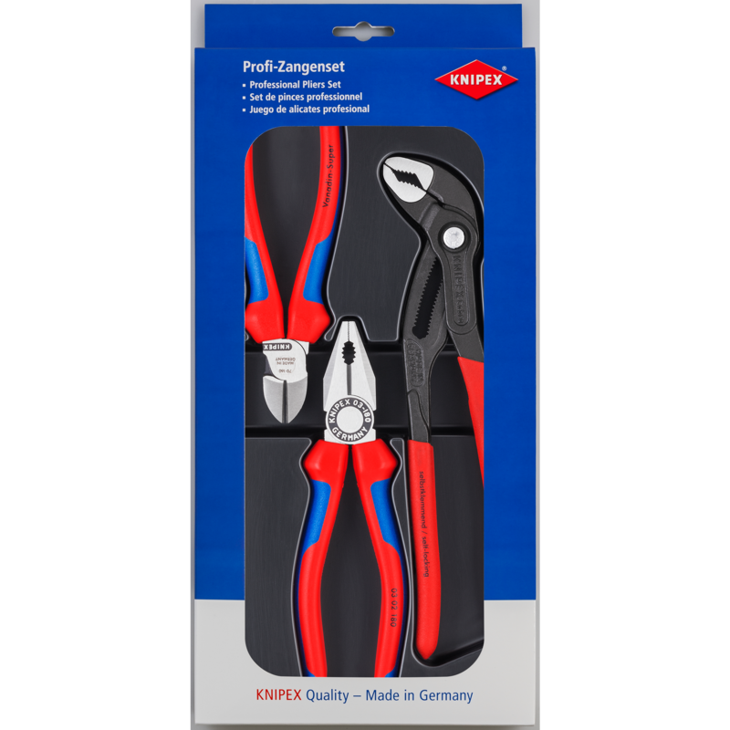 KNIPEX Zangen-Set "Bestseller-Paket" 00 20 09 V01 , blau/schwarz, gezahnte