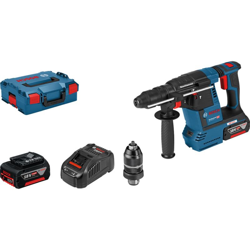 Bosch Professional Akku-Bohrhammer GBH 18V-26 F Professional, blau/schwarz, 2x