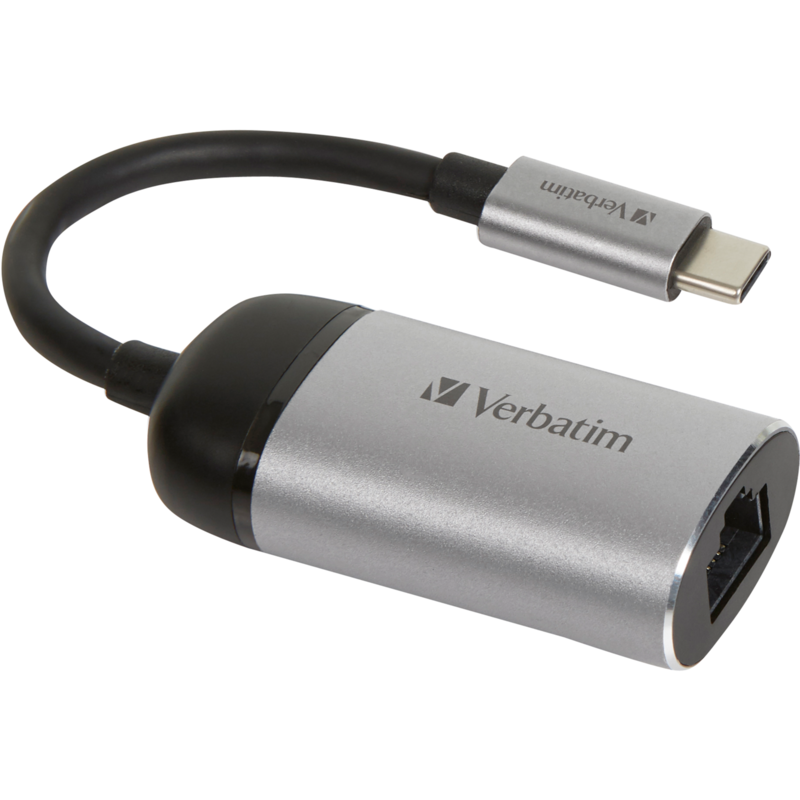 Verbatim USB 3.2 Gen 1 Adapter, USB-C Stecker > RJ-45 Buchse, silber/schwarz