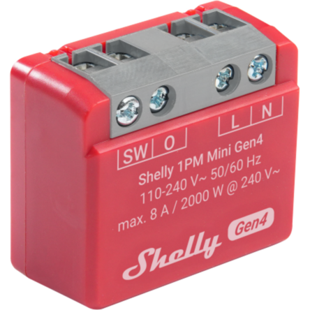 Shelly 1PM Mini Gen4 Relais, rot, 2er Pack