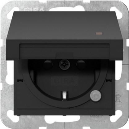 Gira Steckdose Schutzkontakt Typ F mit Klappdeckel und Kontrolllicht, schwarz