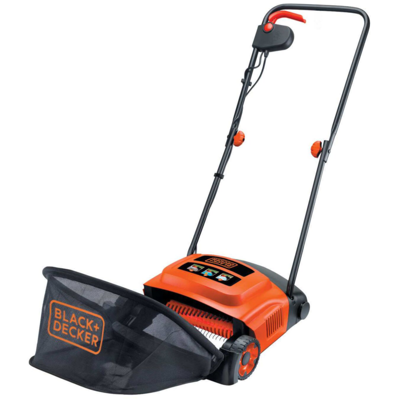 BLACK+DECKER Elektro-Rasenlüfter GD300 Vertikutierer, orange/schwarz, 600 Watt
