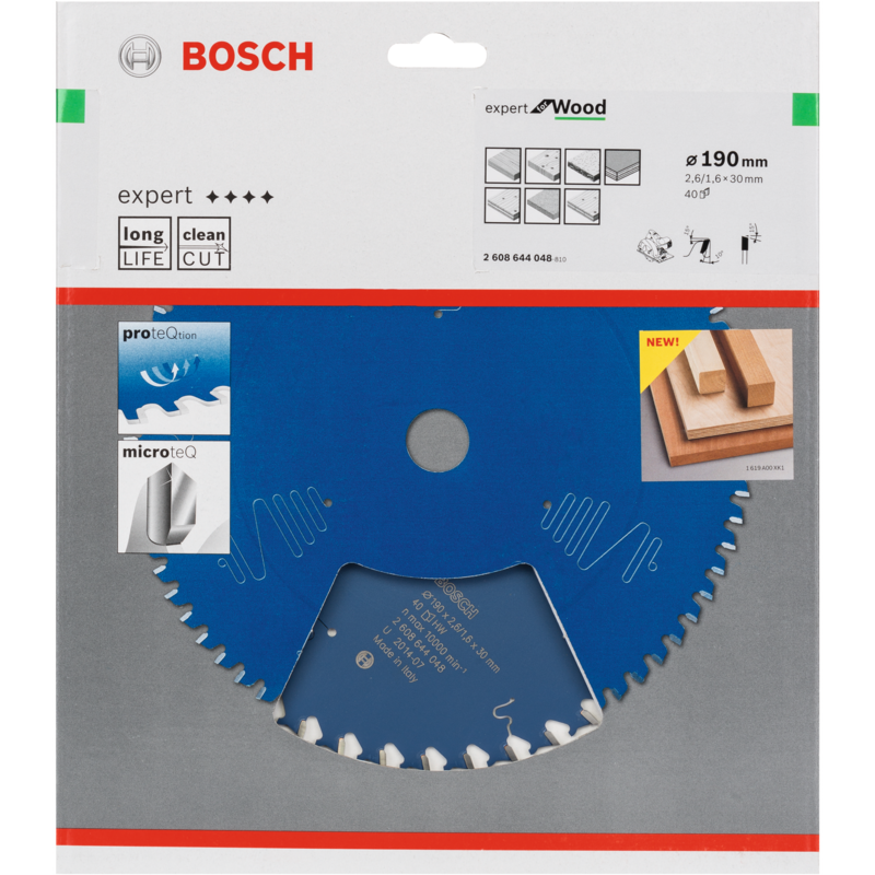 Bosch Professional EXPERT Wood Kreissägeblatt, Ø 190mm, 40Z Sägeblatt, Bohrung