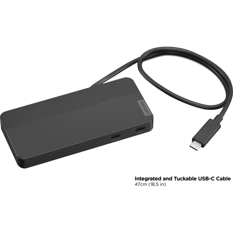 Lenovo USB-C 3.2 Gen 2 Reisedock für zwei Displays Adapter, schwarz, HDMI