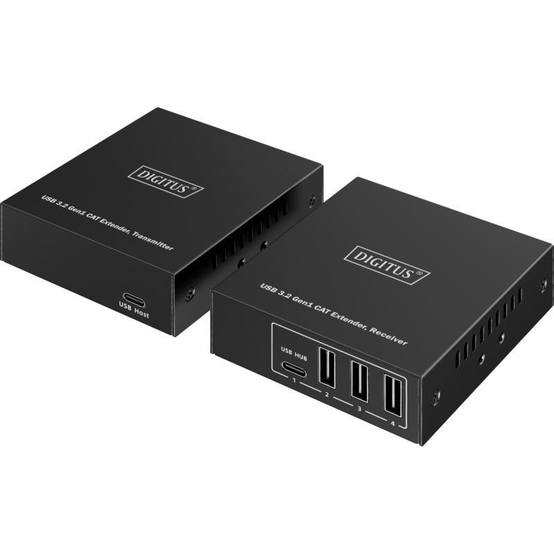 Digitus USB 3.2 Gen1 CAT Extender-Set, 5Gbps, 100 Meter USB-Extender, schwarz