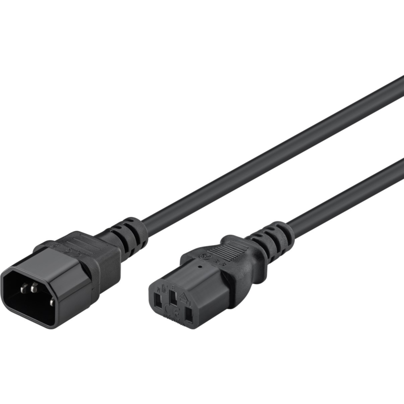 goobay Kaltgeräte-Verlängerungskabel C14 > C13, schwarz, 3 Meter, gerade Stecker