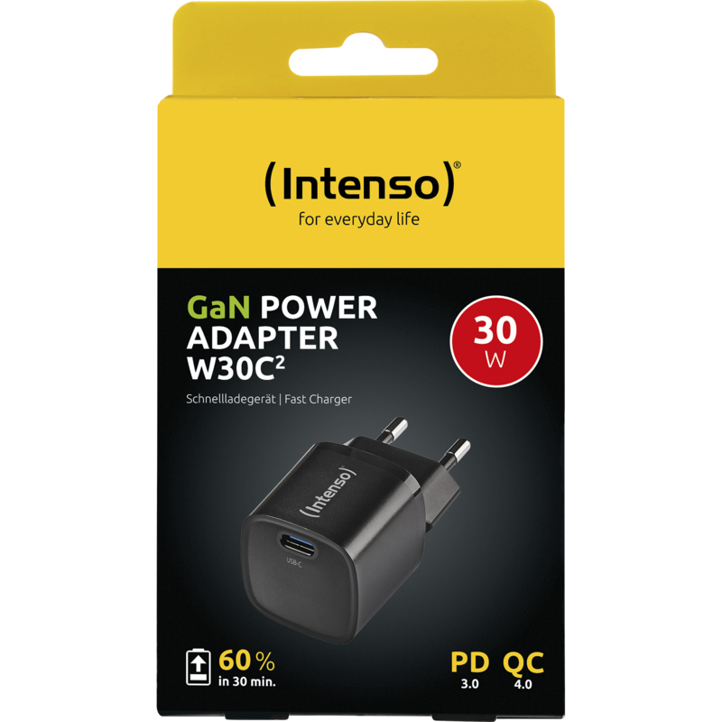 Intenso Power Adapter W30C² GaN Ladegerät, schwarz, 30 Watt