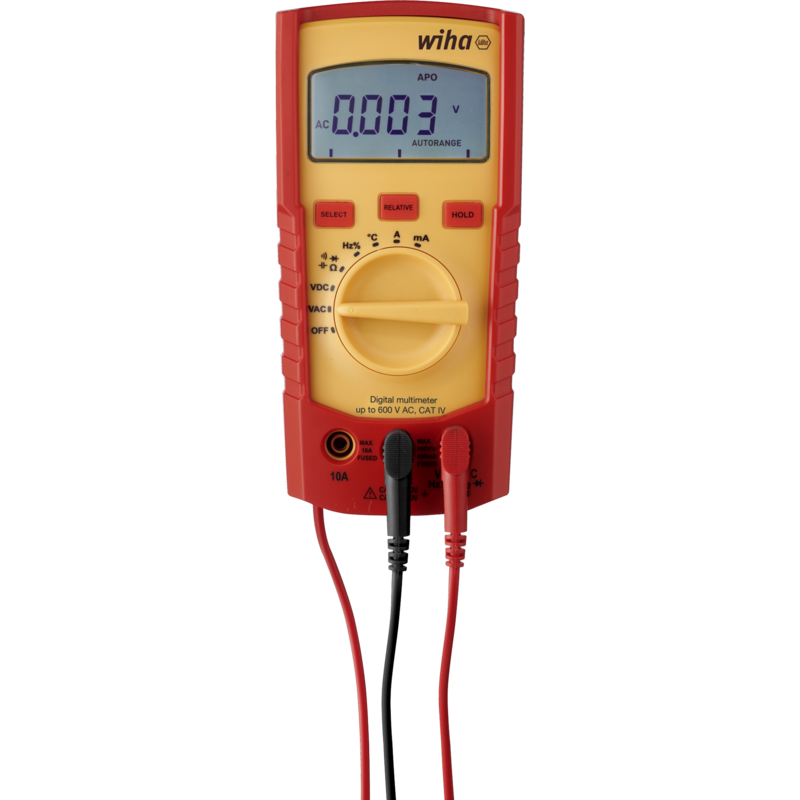 Wiha Digitales Multimeter 45218, bis 600 V AC, CAT IV Messgerät, rot/gelb