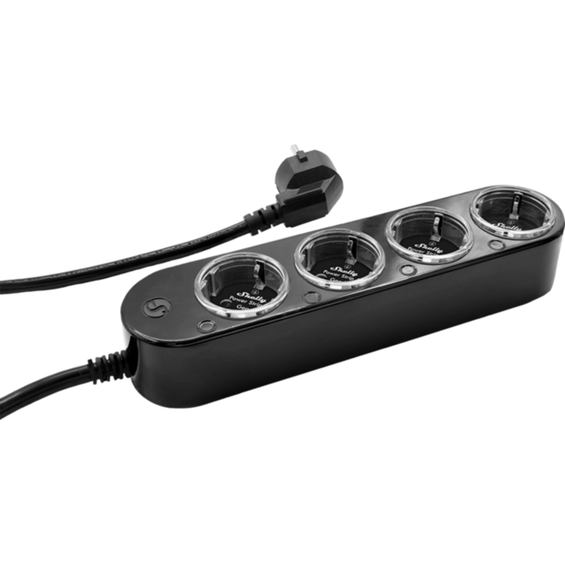 Shelly Steckdosenleiste Power Strip 4 Gen4, schwarz, 1,5 Meter Kabel, mit
