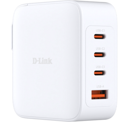 D-Link 140W GaN Ladegerät DCF-141/E, PD 3.1, QC 4.0, weiß, 1x USB-A, 3x USB-C
