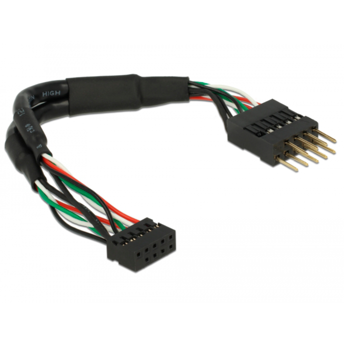 DeLOCK USB 2.0 Kabel, 10 Pin Header Buchse > 10 Pin Header Stecker, schwarz