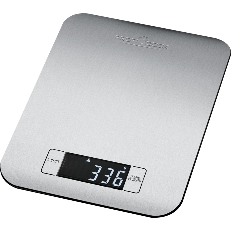 ProfiCook LCD Küchenwaage PC-KW 1061, edelstahl, bis 5 kg, extra flach