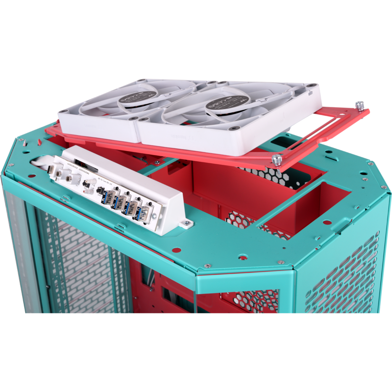 Thermaltake The Tower 600 Tower-Gehäuse, mint/rot, Tempered Glass x 3