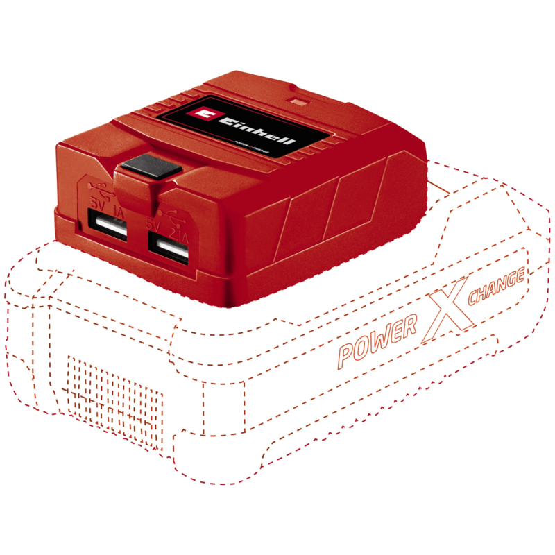 EINHELL Power X-Change USB-Akku-Adapter TC-CP 18 Li USB-Solo, rot, 2x USB-A
