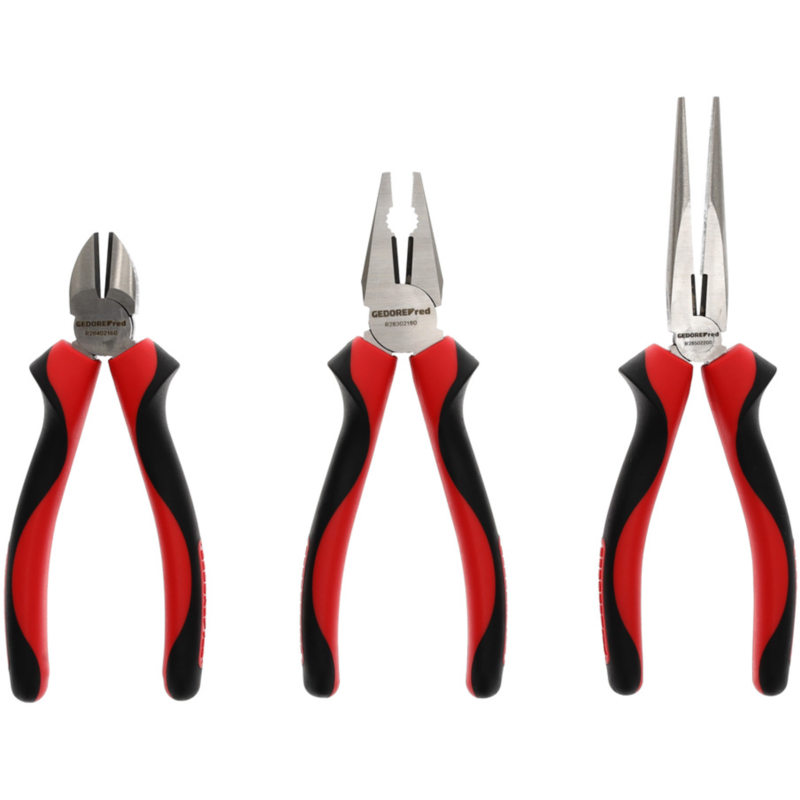 GEDORE red Zangen-Satz 2K-Griff, 3-teilig Zangen-Set, rot/schwarz