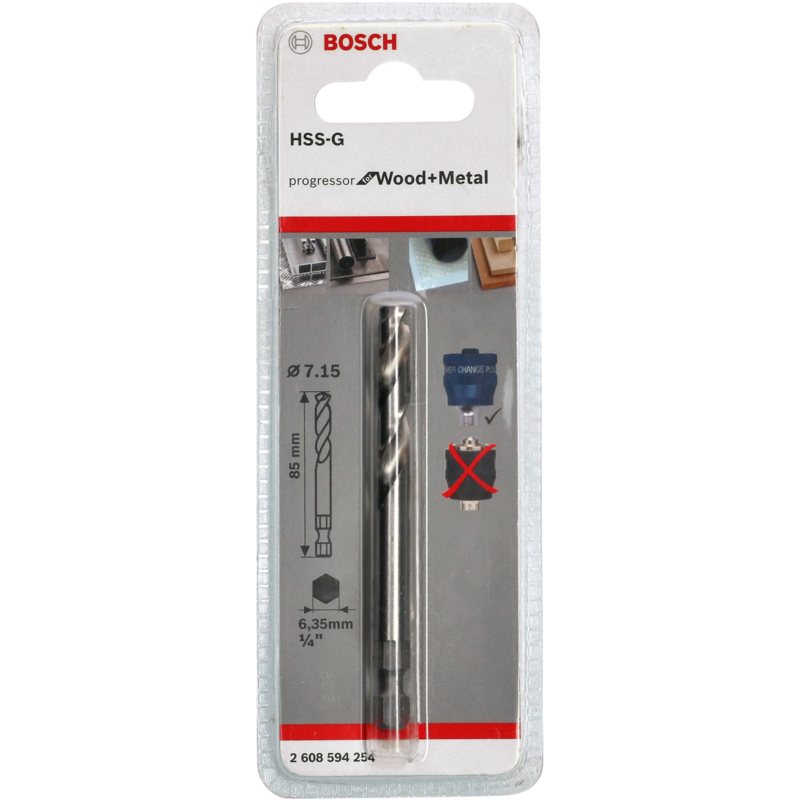 Bosch Professional Zentrierbohrer Plus HSS-G, Ø 7,15mm x 85mm Bohrer, für