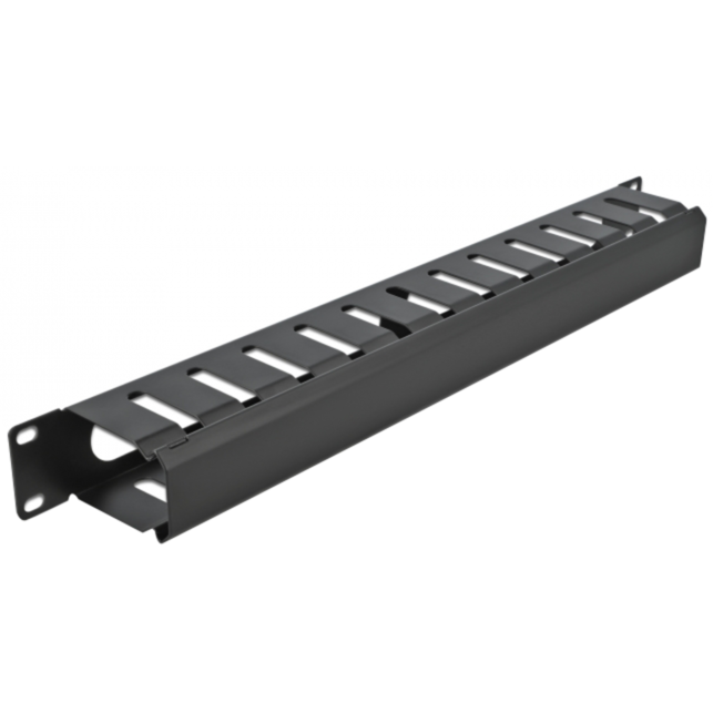 DeLOCK 19" Kabelmanagement Rangierpanel mit 2 Öffnungen Kabelführung, schwarz, 1