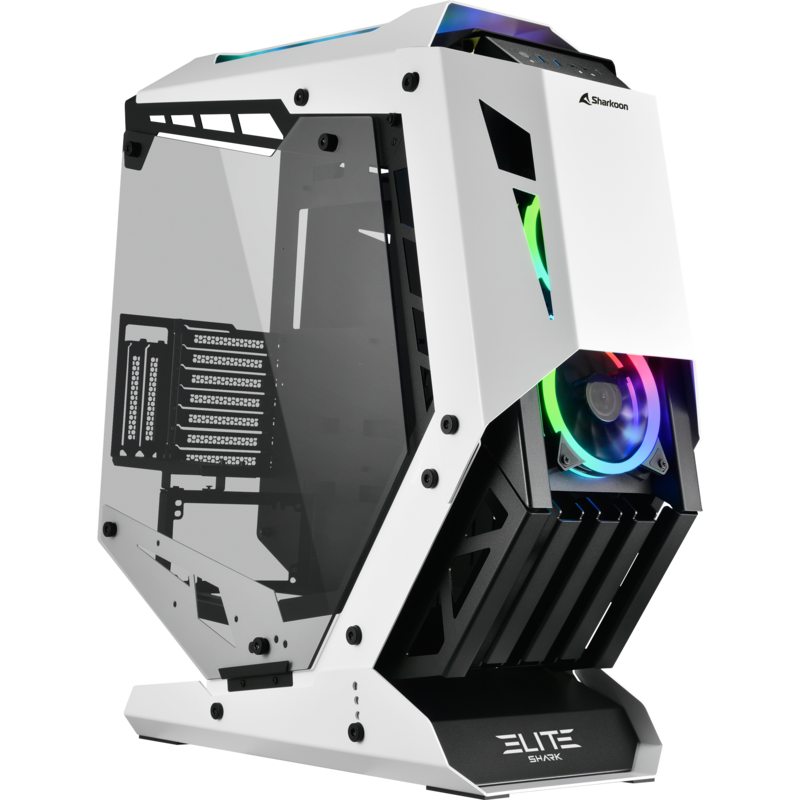 Sharkoon ELITE SHARK CA700 Tower-Gehäuse, schwarz/weiß, Seitenteil aus