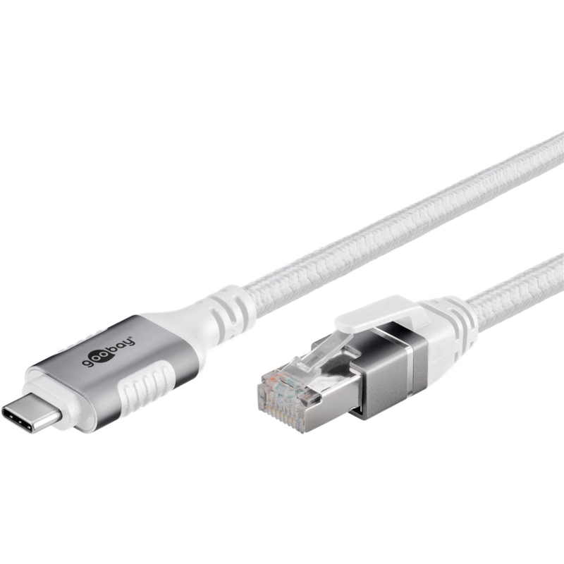 goobay Ethernet-Kabel USB-C 3.2 Gen2 Stecker > RJ-45 Stecker LAN-Adapter, weiß