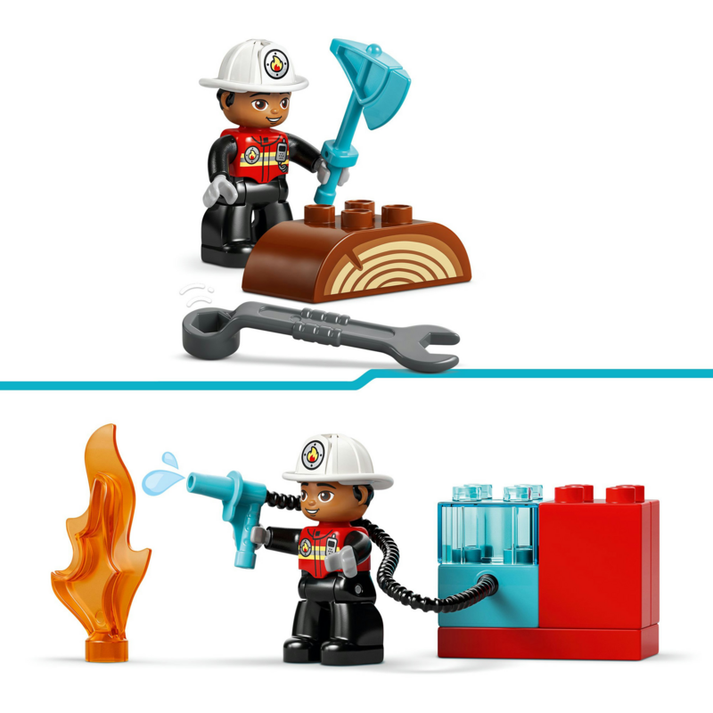 LEGO DUPLO Town Löschauto mit Schlauch und Feuerwehrmann Konstruktionsspielzeug