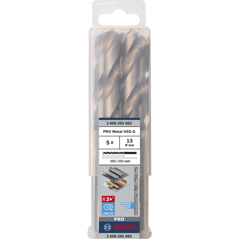 Bosch Professional PRO Metal HSS-G Spiralbohrer, Ø 13mm Bohrer, 5 Stück