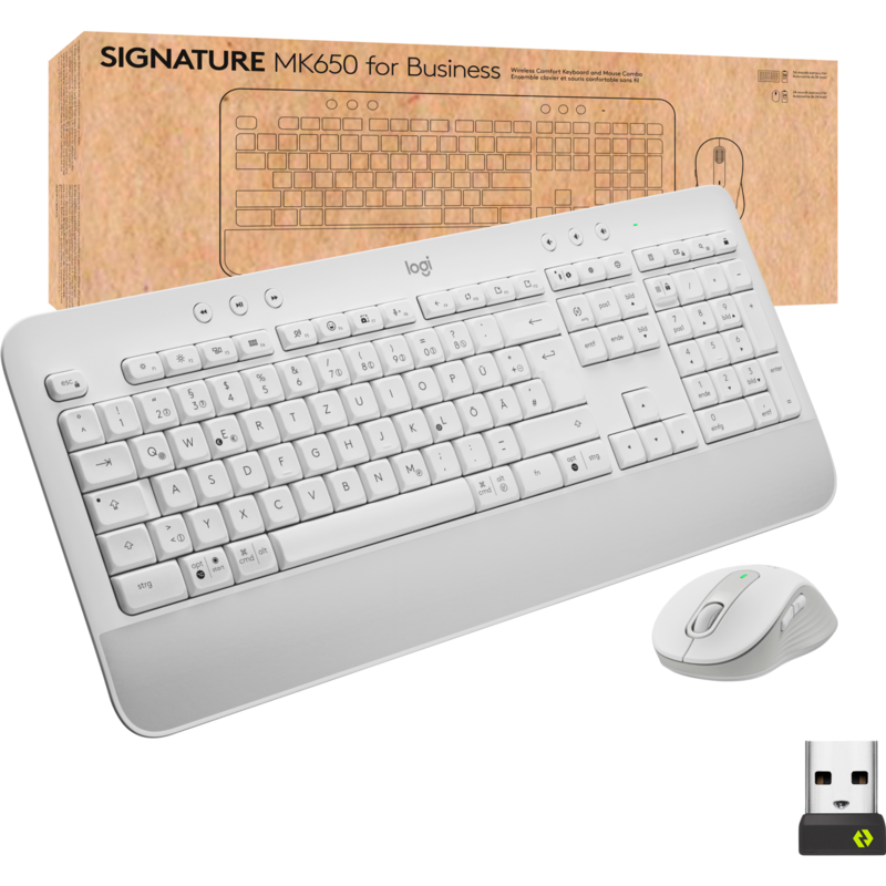 Logitech Signature K650 Combo for Business Desktop-Set, weiß, Logi Bolt
