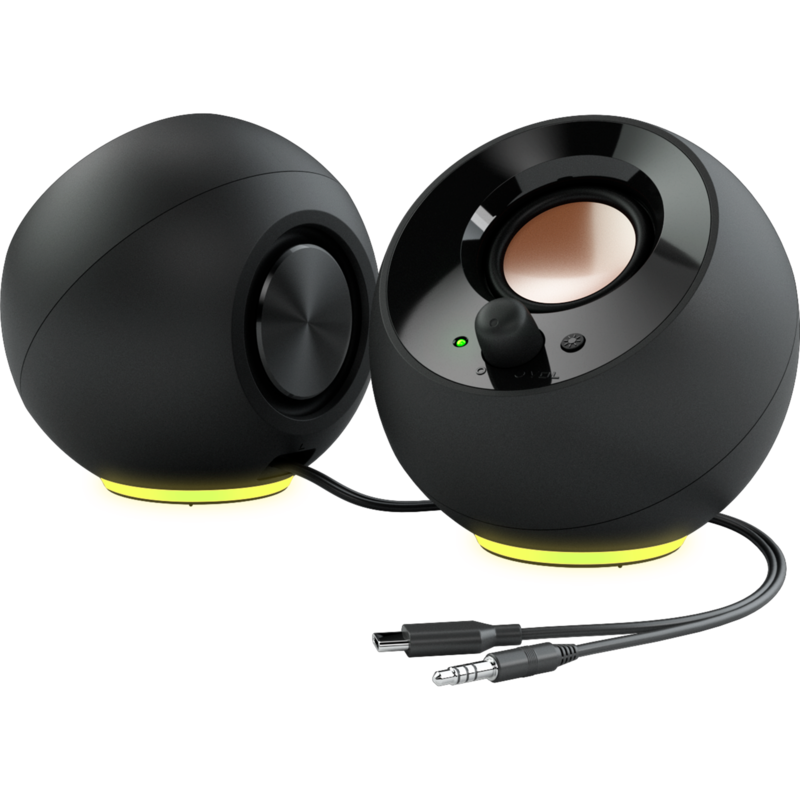 Creative Pebble SE PC-Lautsprecher, schwarz, USB-C, Klinke, RGB-Beleuchtung