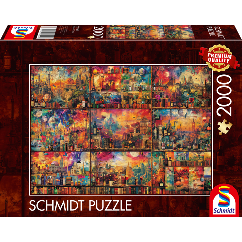 Schmidt Spiele Genussvolle Auszeit: auf Reisen mit Büchern und Wein Puzzle, 2000