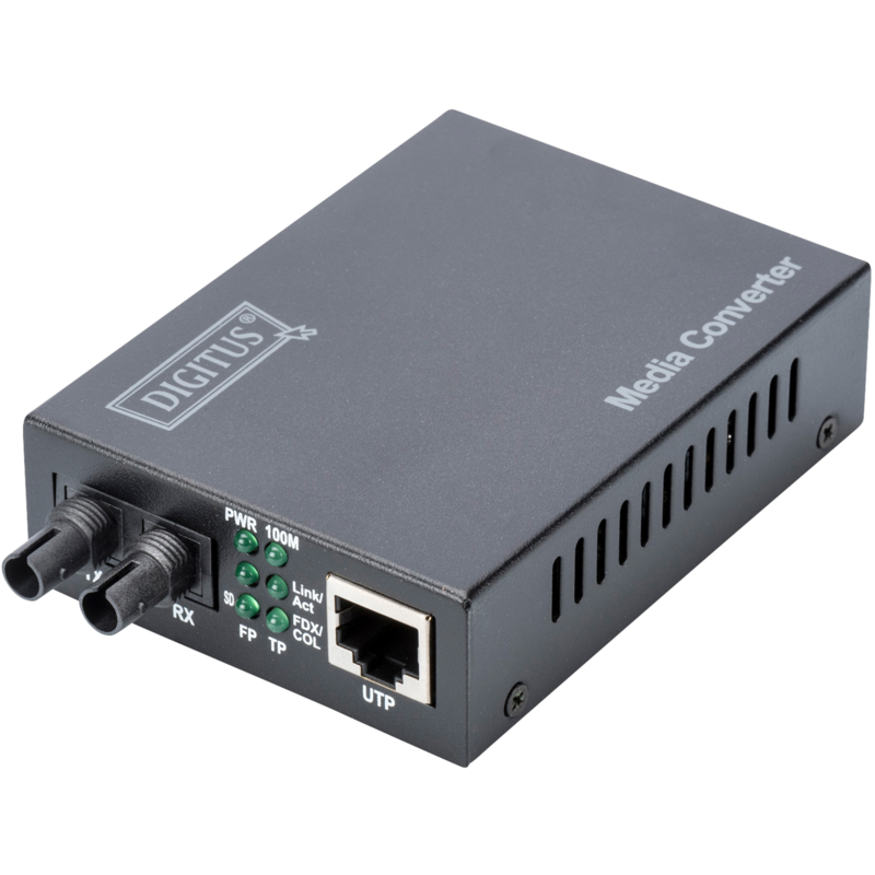 Digitus Fast Ethernet Medienkonverter RJ-45 auf ST-Duplex Konverter, schwarz