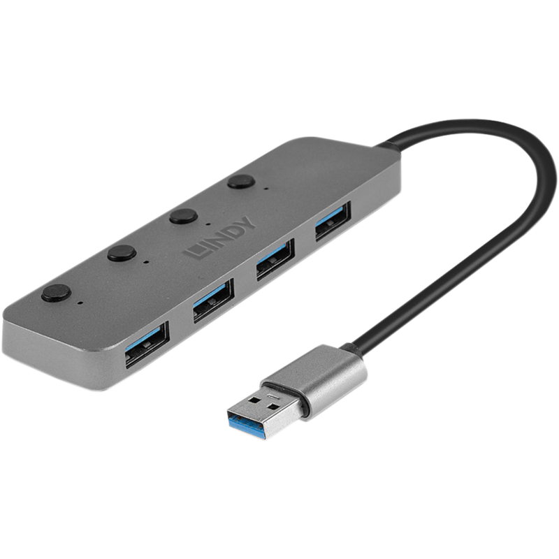 Lindy 4 Port USB 3.0 Hub mit Ein-/Ausschaltern USB-Hub