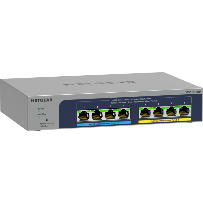 Netgear MS108UP 8-Port Ultra 60 PoE Switch, grau