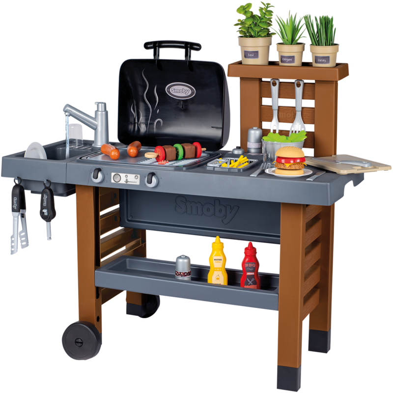 Smoby Garten Küche Spielküche, grau/braun