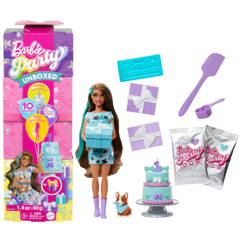 Barbie Barbie Party Unboxed Haustier Geburtstag Serie - blaues Kleid Puppe