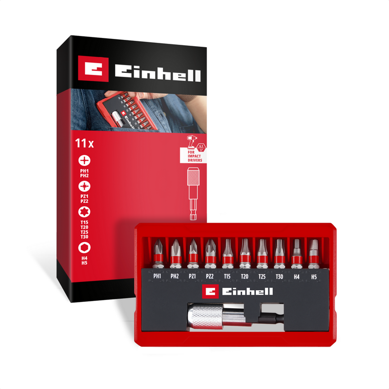 EINHELL Impact-Bit-Satz mit Karabiner, Pocket-Set, 50 mm, 10-teilig