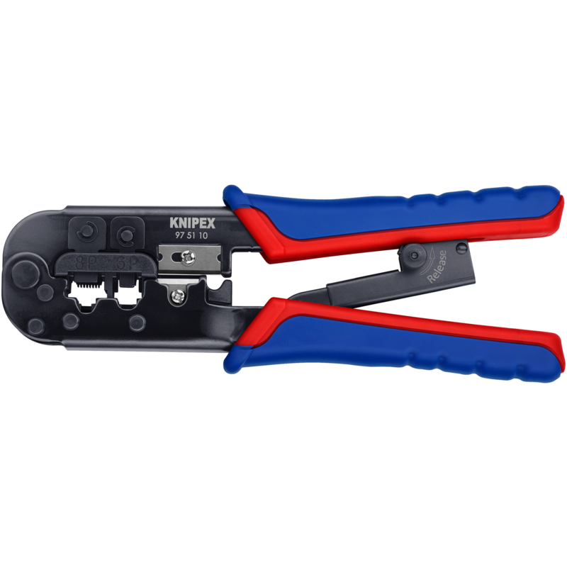KNIPEX Crimpzange 97 51 10 SB, blau/rot, RJ-11/12 und RJ-45-Stecker