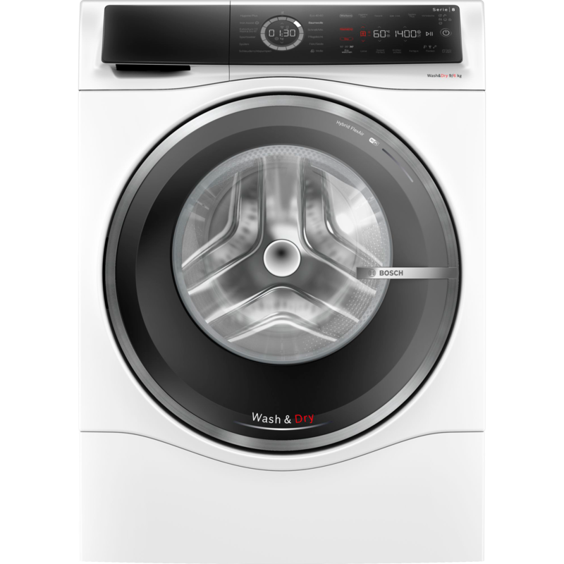 Bosch Home WNC244070 Serie 8 Waschtrockner, weiß/schwarz, Home Connect