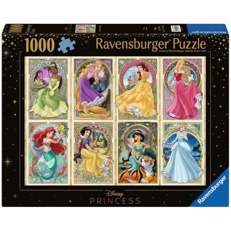 Ravensburger Puzzle Disney Princess - Nouveau Art Prinzessinnen, 1000 Teile