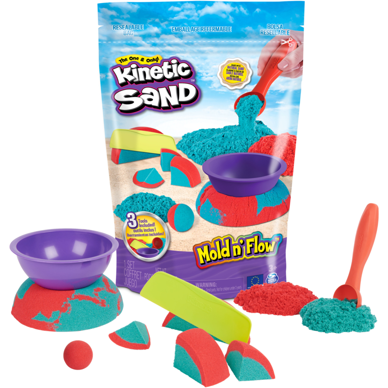 Spin Master Kinetic Sand - Mold n’ Flow Set Spielsand, 680 Gramm Sand