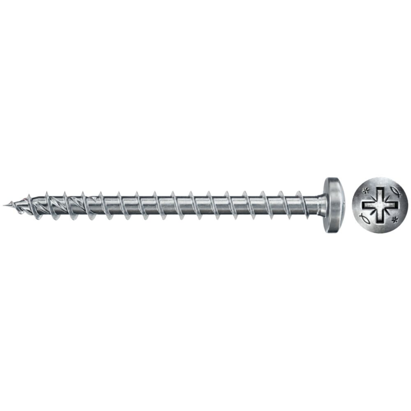 fischer Spanplattenschraube PowerFast II 5,0x50 Pan Head PZ Schraube, 100 Stück