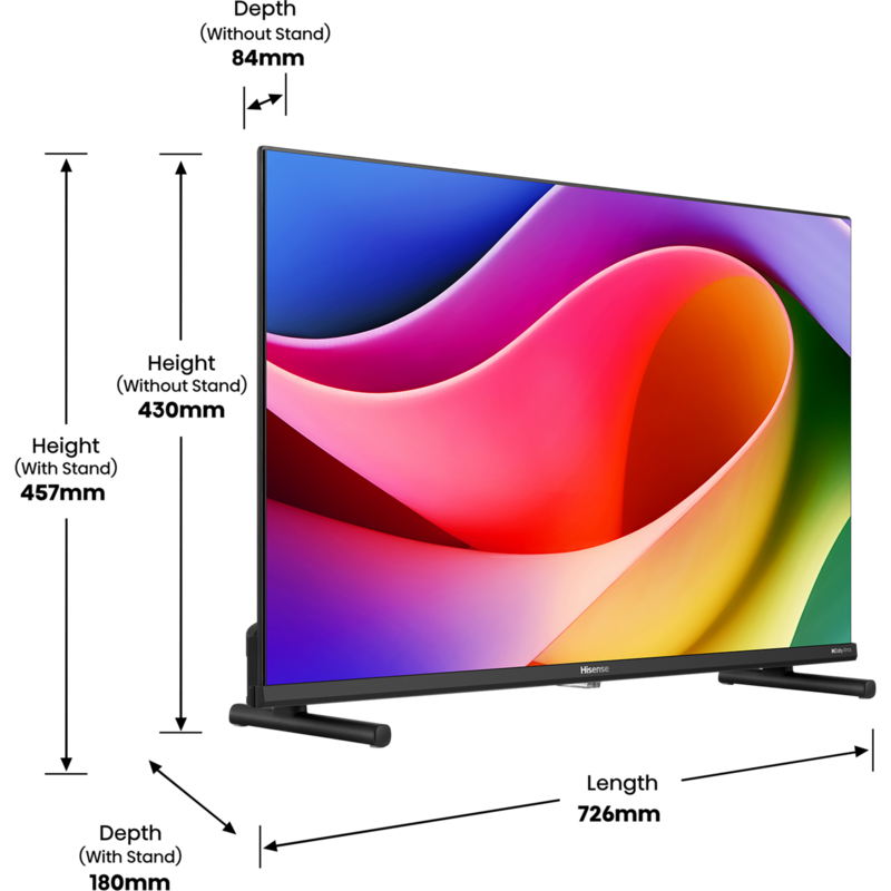Hisense 32A5Q QLED-Fernseher, schwarz, FullHD, Triple Tuner, Smart TV, Neigbarer
