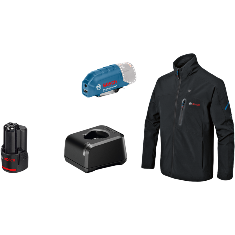 Bosch Professional Heat+Jacket GHJ 12+18V Kit Größe L Arbeitskleidung, schwarz