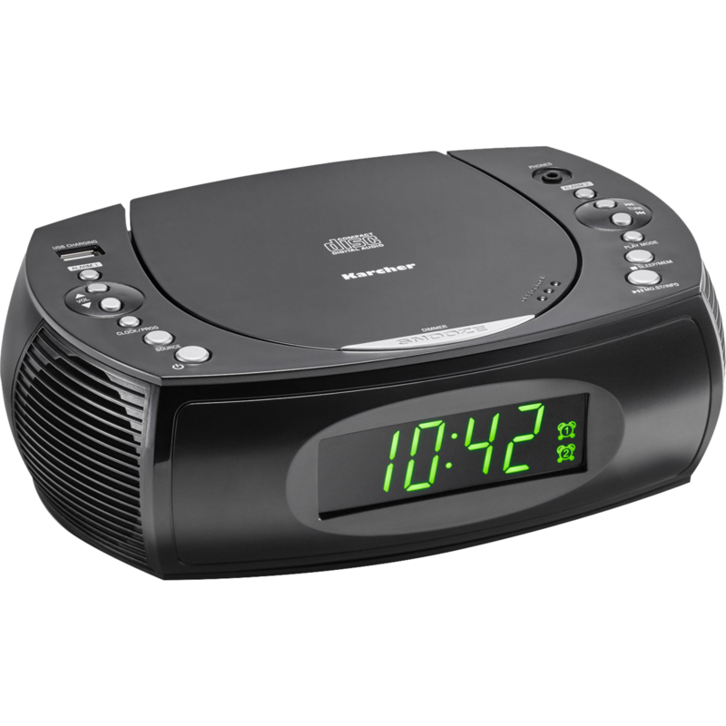 Karcher UR 1308 Radiowecker, schwarz, UKW-Radio, CD-Player, USB-Ladefunktion