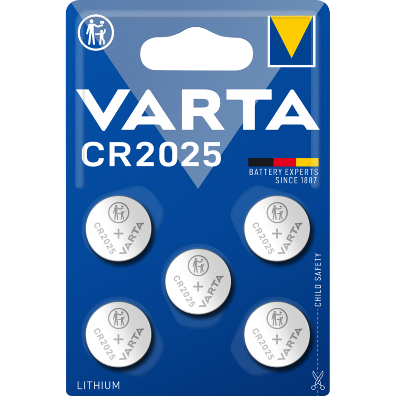 VARTA LITHIUM Coin CR2025 Batterie, 5 Stück, CR2025