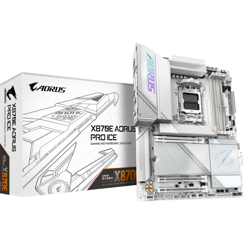 GIGABYTE X870E AORUS PRO ICE Mainboard, silber/weiß