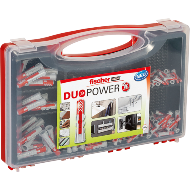 fischer RED BOX DUOPOWER Dübel, hellgrau/rot, 280-teilig