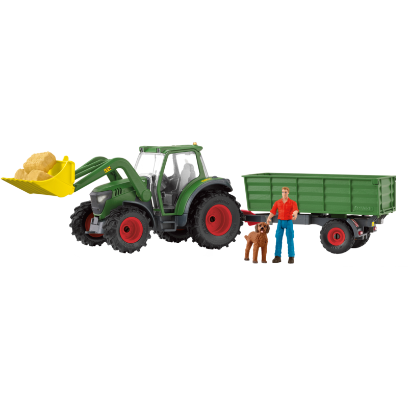 Schleich Farm World Traktor mit Anhänger Spielfahrzeug