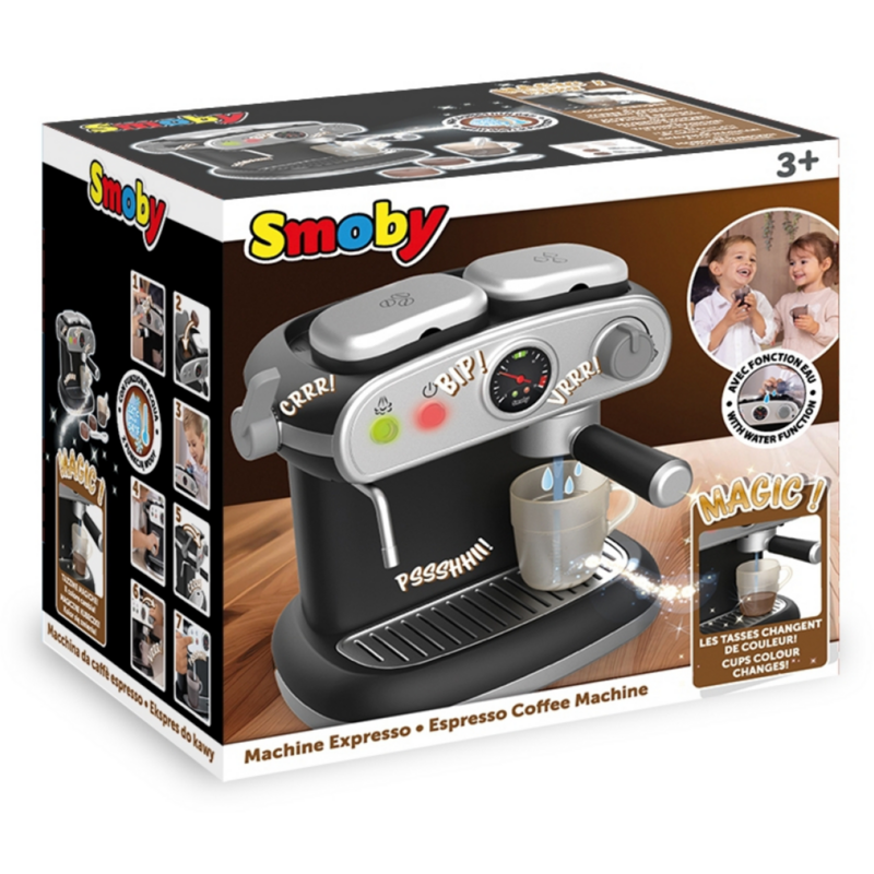 Smoby Espresso Kaffeemaschine Rollenspiel, schwarz/silber